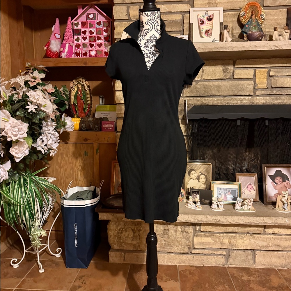 No Boundaries Black Mini Polo Dress